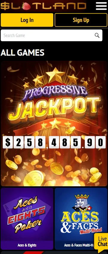 Slotland Casino mobile game catalogue